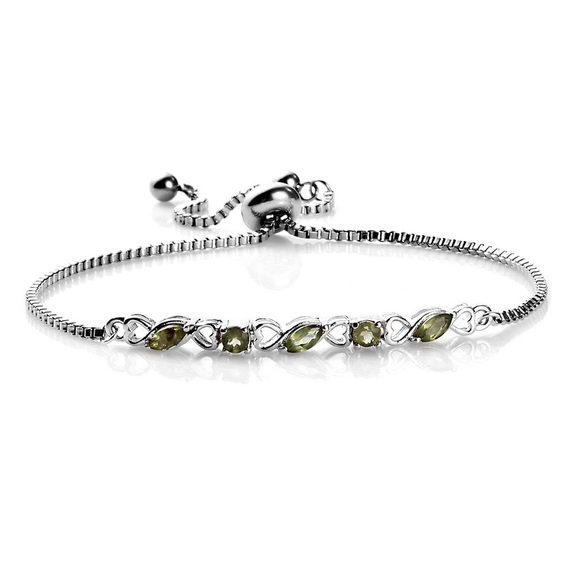 Gemstone Jewelry - 🆕 Natural Green Apatite Heart Station Bracelet